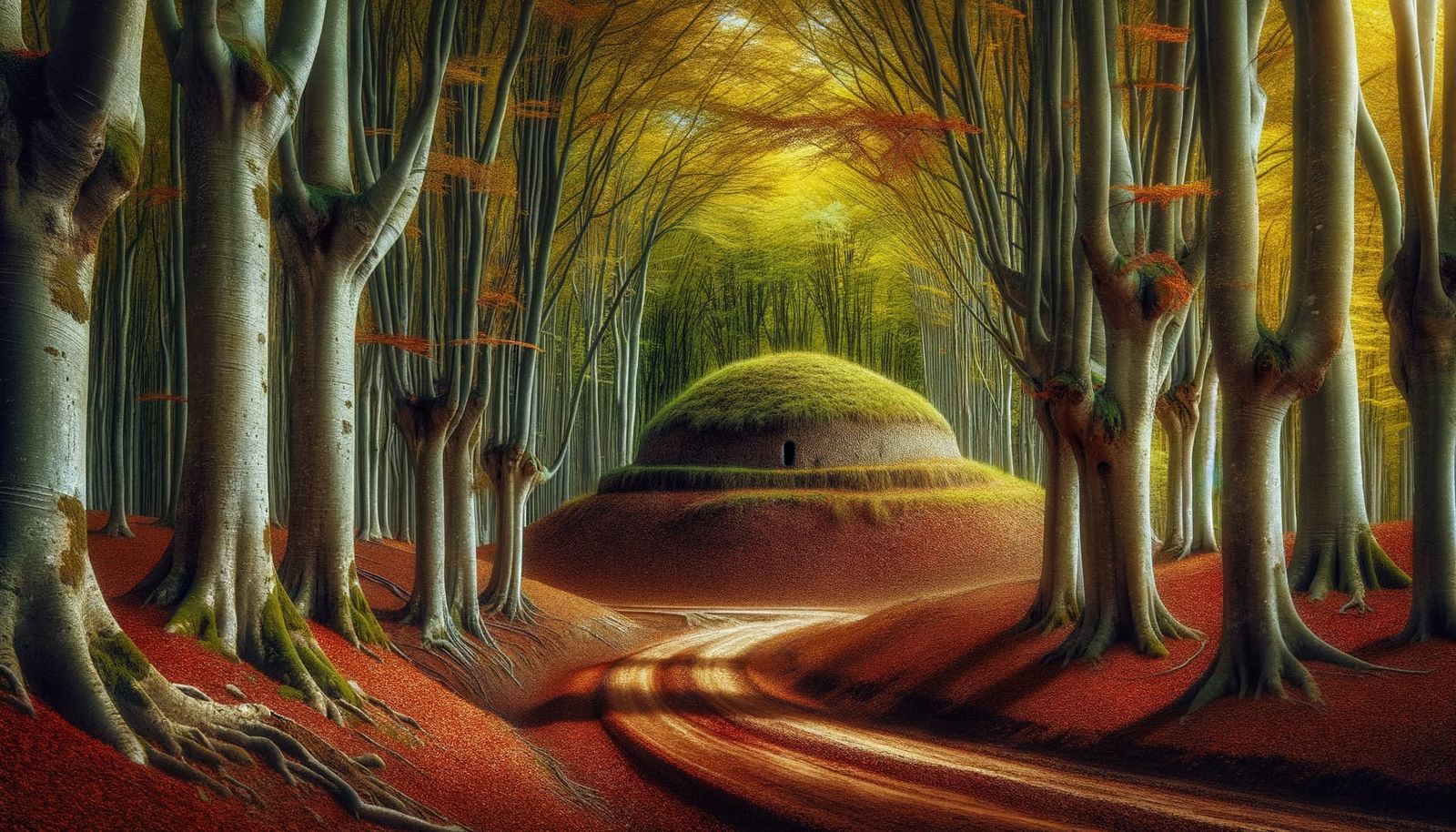 Etruscan Tumulus in Autumn, Soviet Realism Style