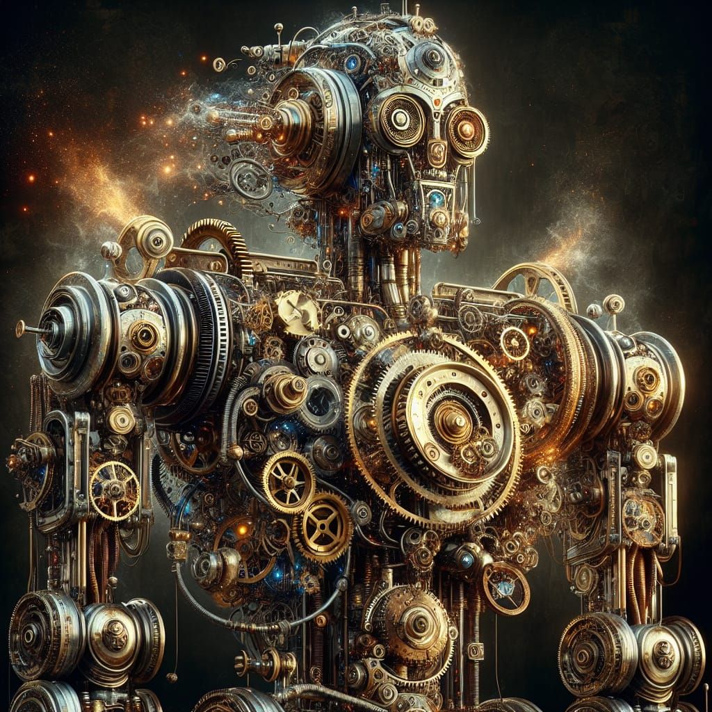 Steampunk AI Robot in 8k