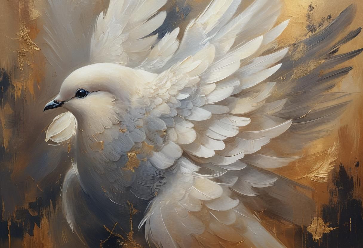 Baroque Oil Painting of a White Dove