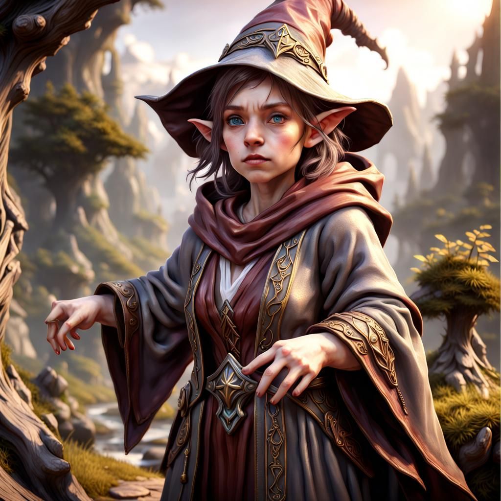 Halfling Female Wizard in Fantasycore Style