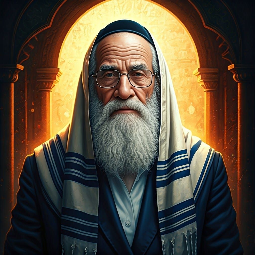 Anachronistic Fusion: Hasidic Jew in Jerusalem, Hyperrealist...