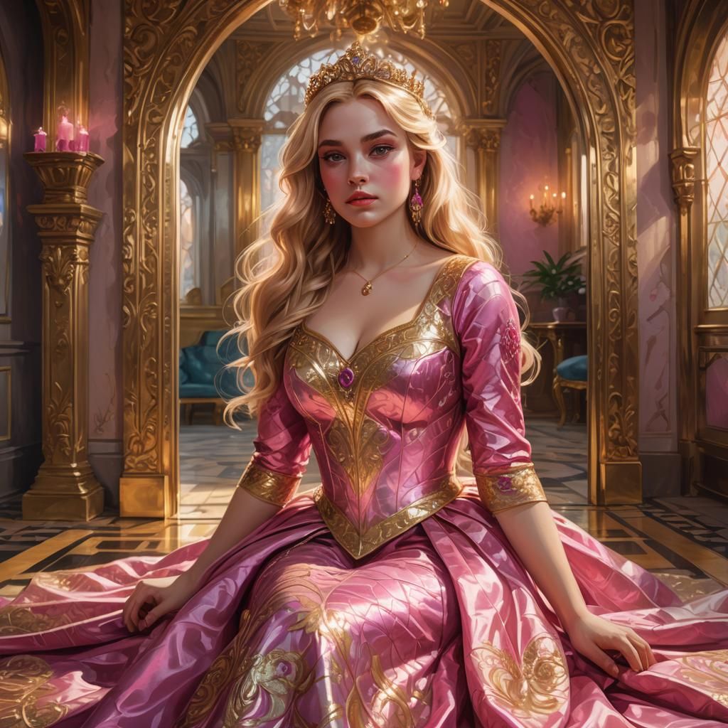 Curvy Princess in Palace Mirror: Fantasy Art