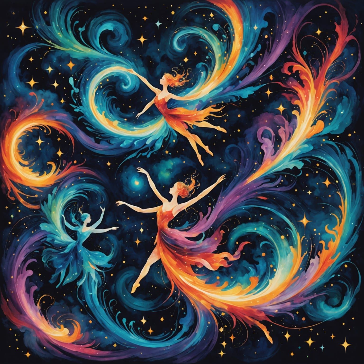 Celestial Ballet: Constellations Dance in Vibrant Nebulae