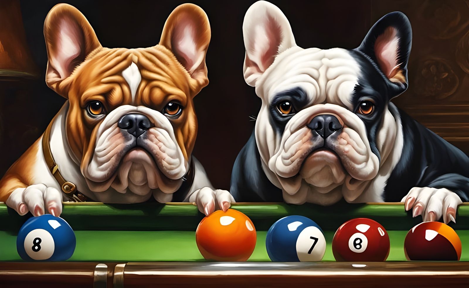 Bulldogs Play Pool: A Digital Painting