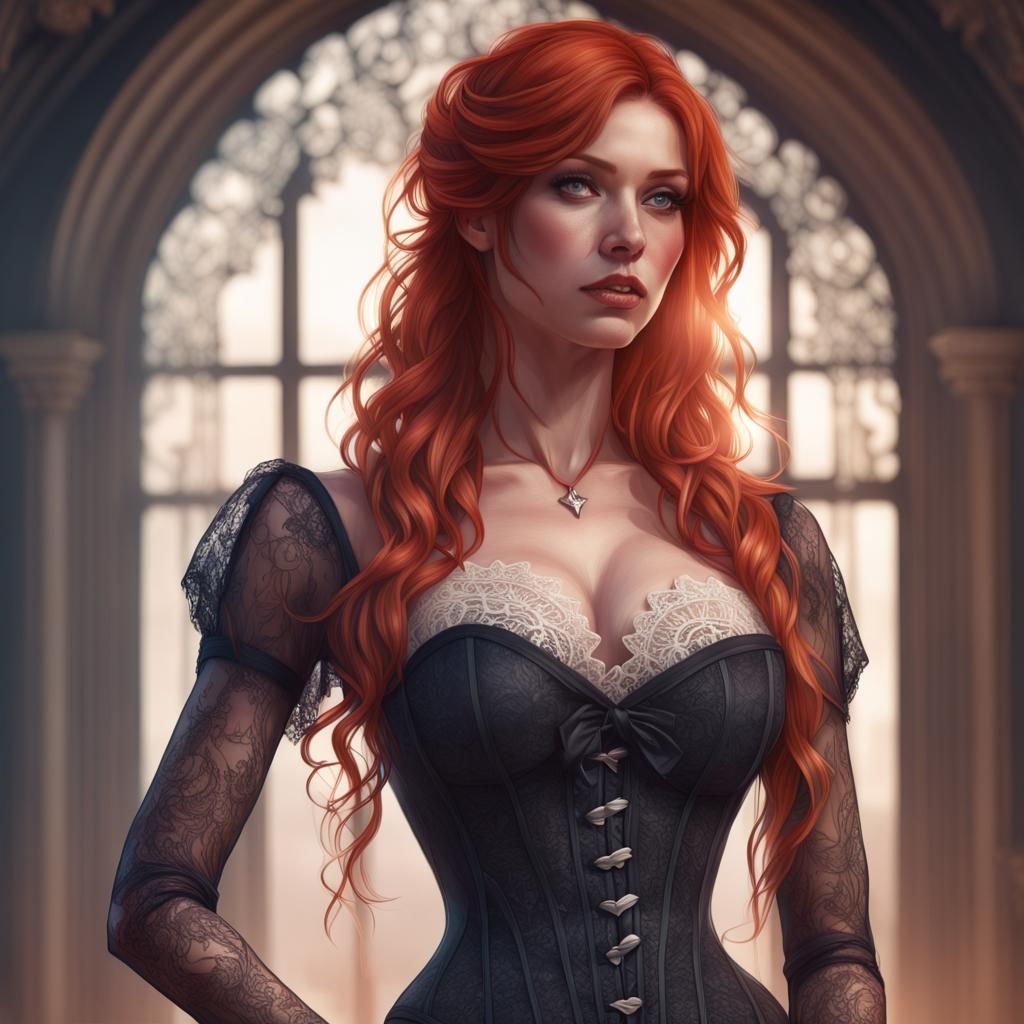 Redhead in Lace: Hyperdetailed Portrait in Unreal Engine 5