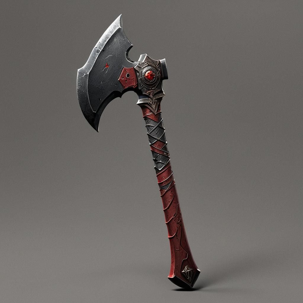 Crimson War Axe in Detailed Matte Painting Style