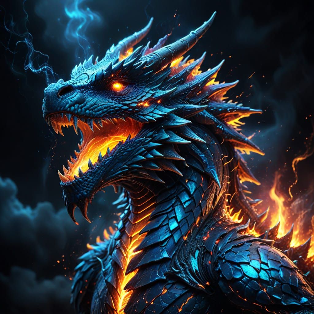 Electric Dragon Concept Art with Neon Lights