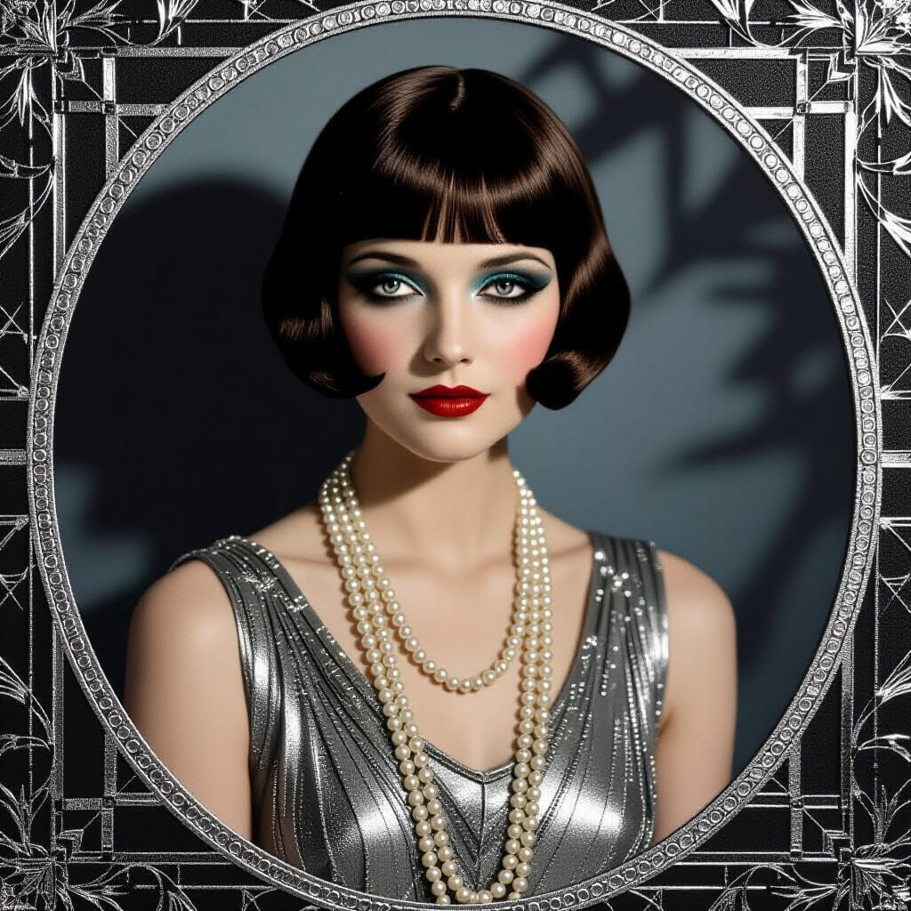 Felted Art Deco Flapper Portrait