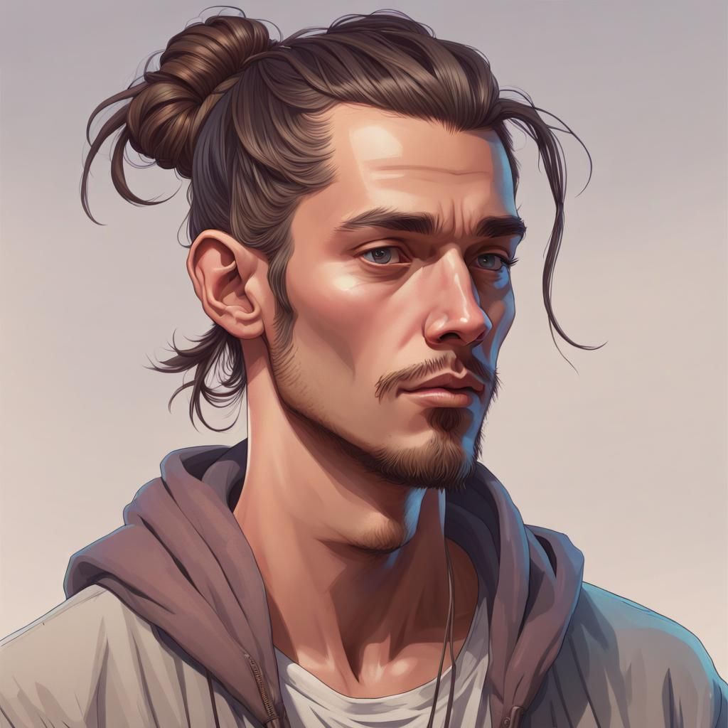 Detailed Portrait of a Bored Young Man