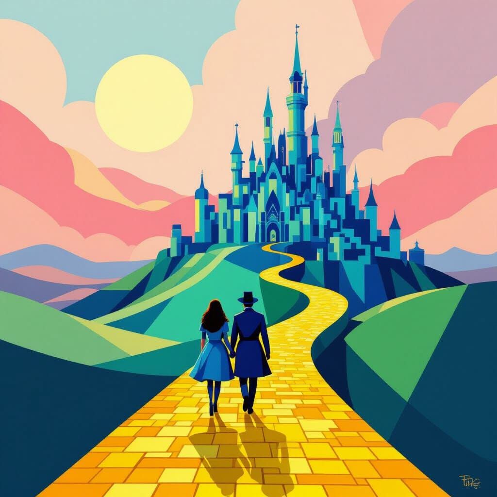 Wizard of Oz Movie Poster in Cubist Style