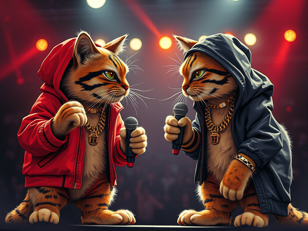 Hip-Hop Cats Rap Battle, Murakami-Banksy-Otomo Style