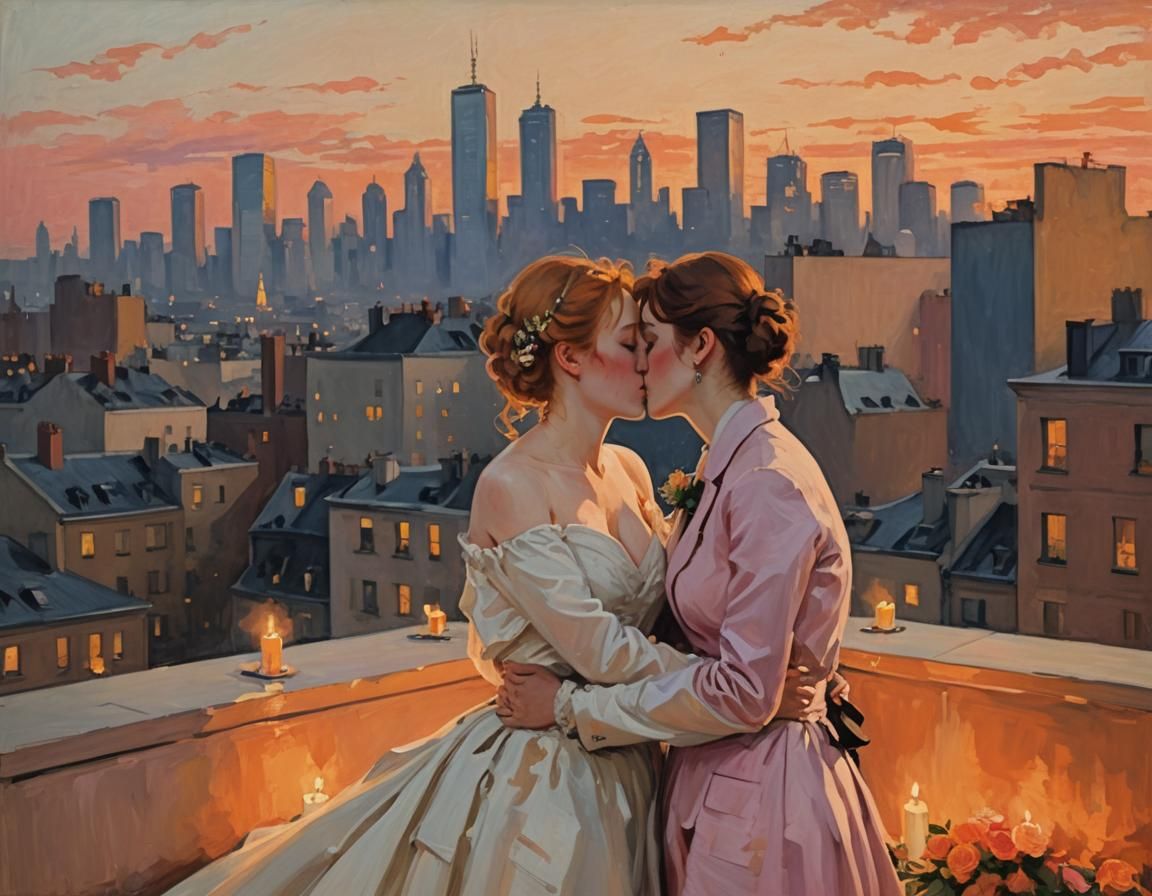 Art by Édouard Manet, a claustrophobic rooftop lesbian weddi...
