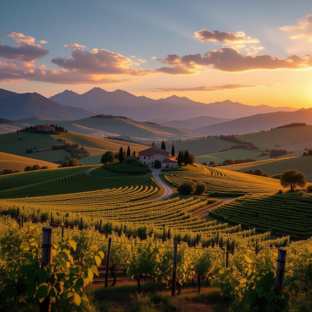 Hyperrealistic Landscape with Warm Lighting and Sharp Focus