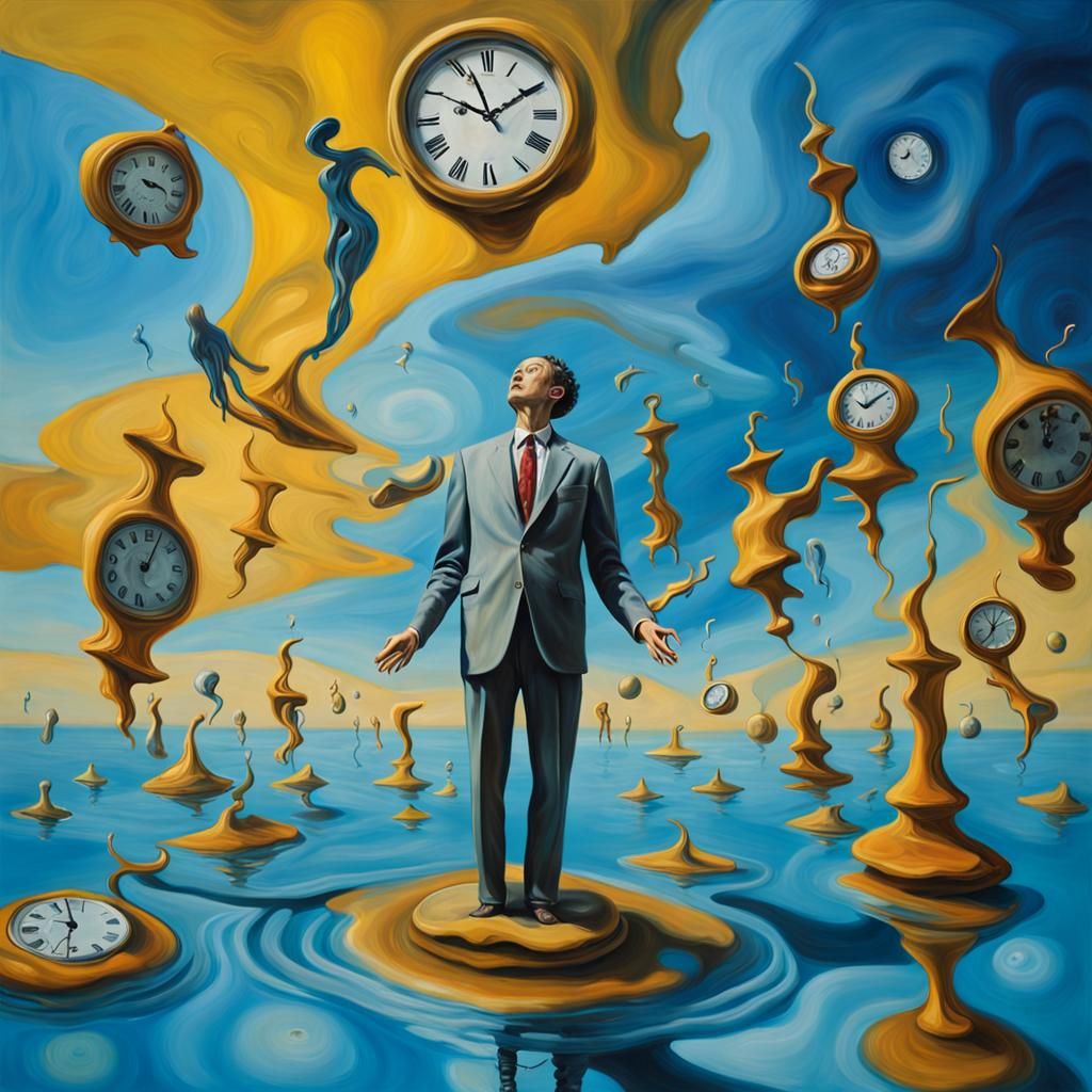 Surrealist Figure in Dreamlike Oil Painting