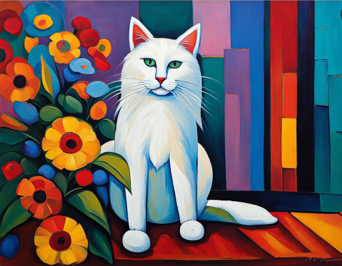 Expressionist Cat Portrait in Jawlensky Style