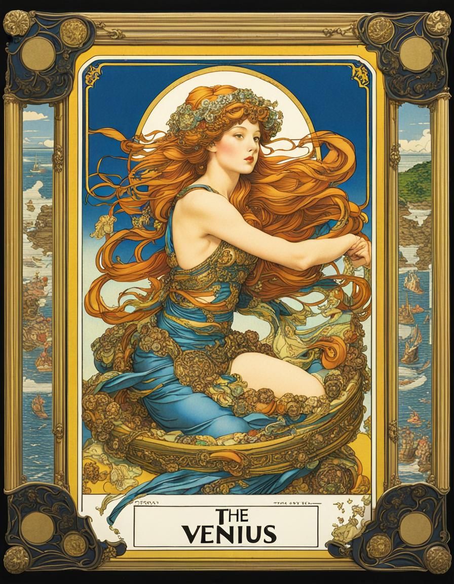 Birth of Venus Tarot Card in Manga Style