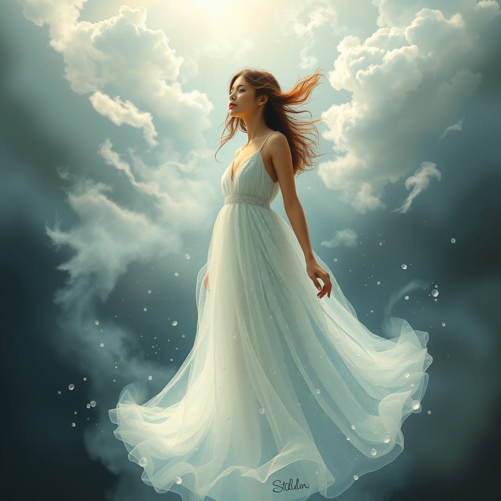 Dreamy Water Nymph Emerging from Heaven