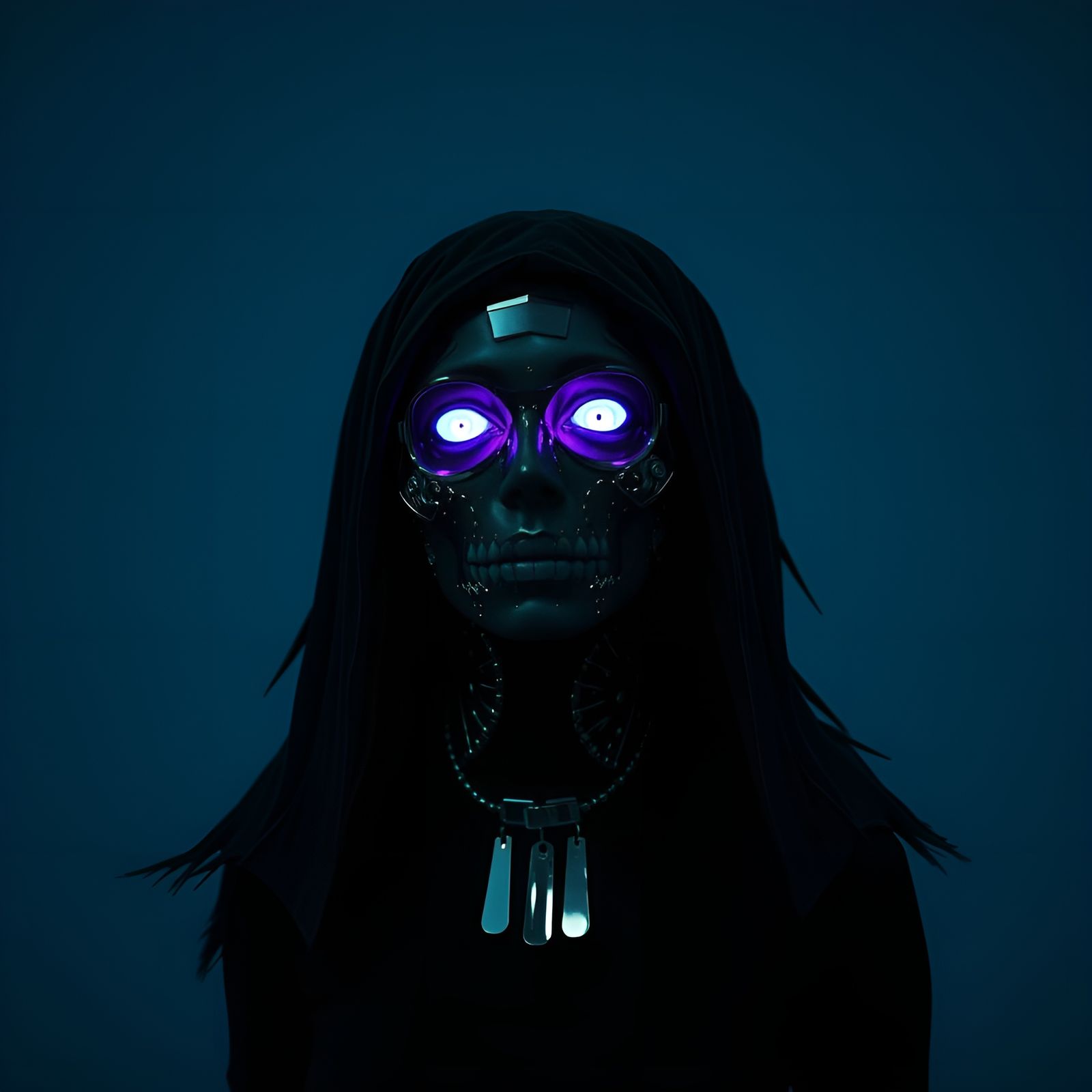 Glitch Entity Rave Head in Surreal Shaded Forms