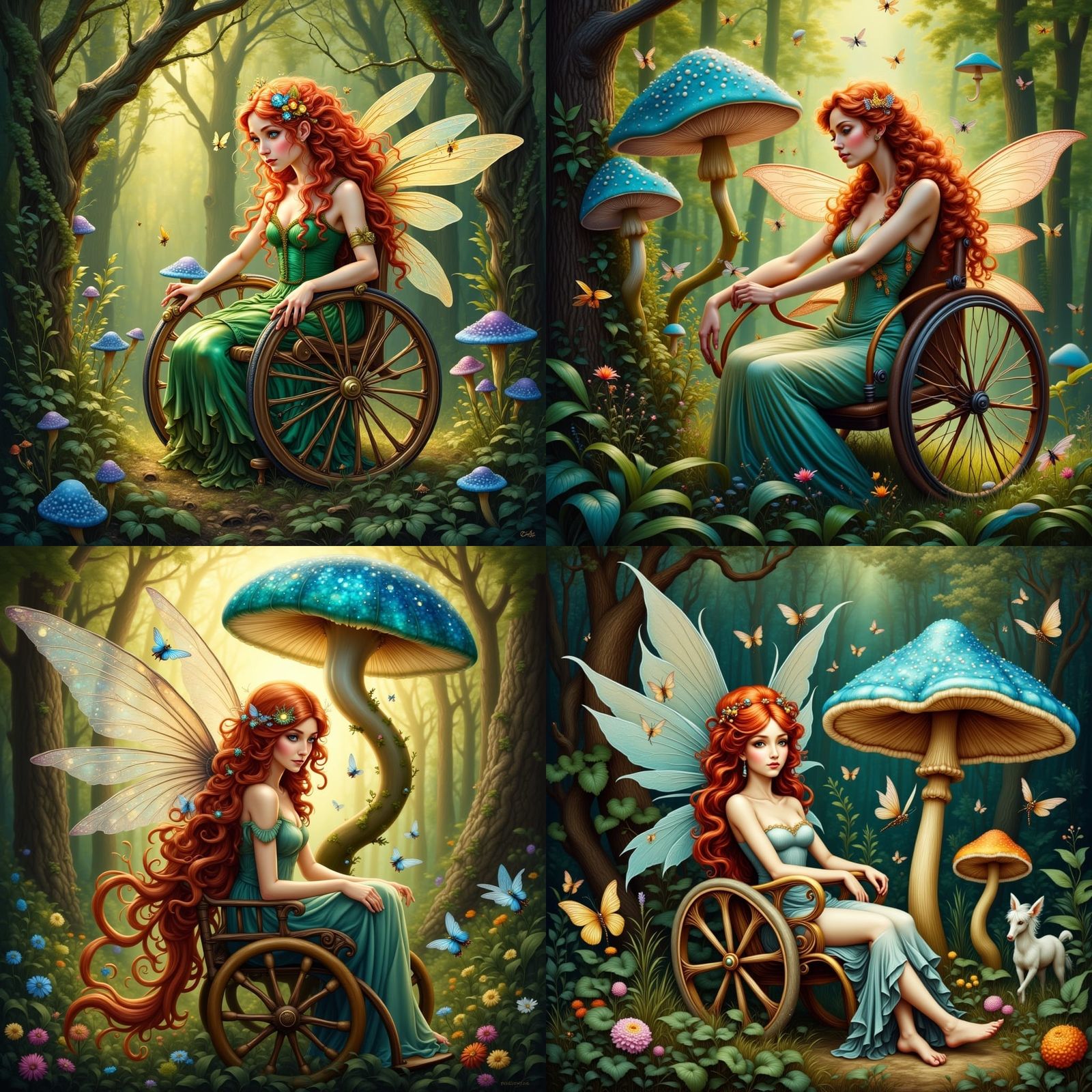 Ethereal Fairy in Whimsical Forest Scene with Bioluminescent...