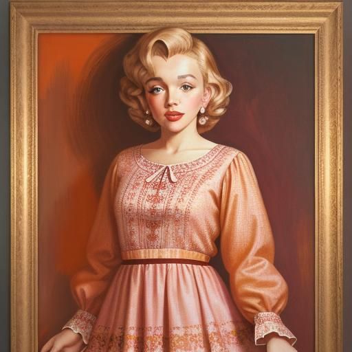 Marilyn Monroe with Brown Hair, Oil Painting