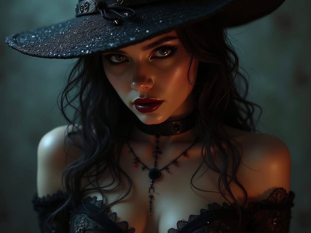 Gothic Pinup Portrait with Chiaroscuro Lighting