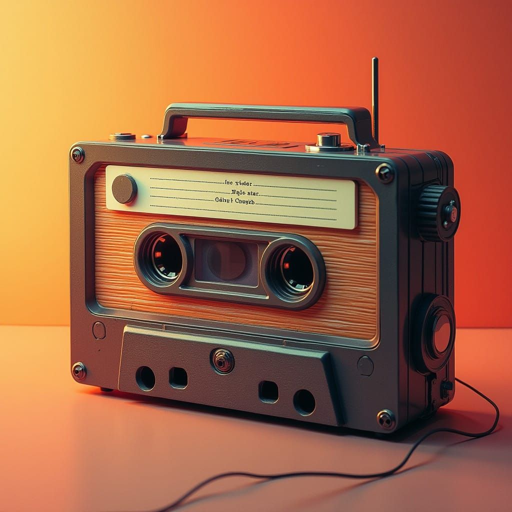 Retro Futuristic Radio Cassette Tape Design