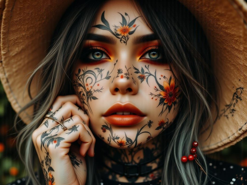 Old French Bookworm Lady in Sepia Amber and Ruby