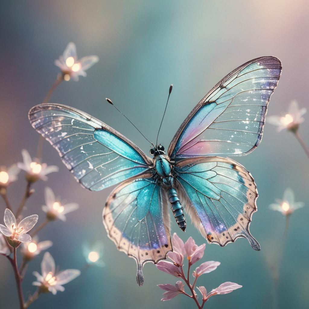 Glowing Butterfly in Dreamy Surrealism