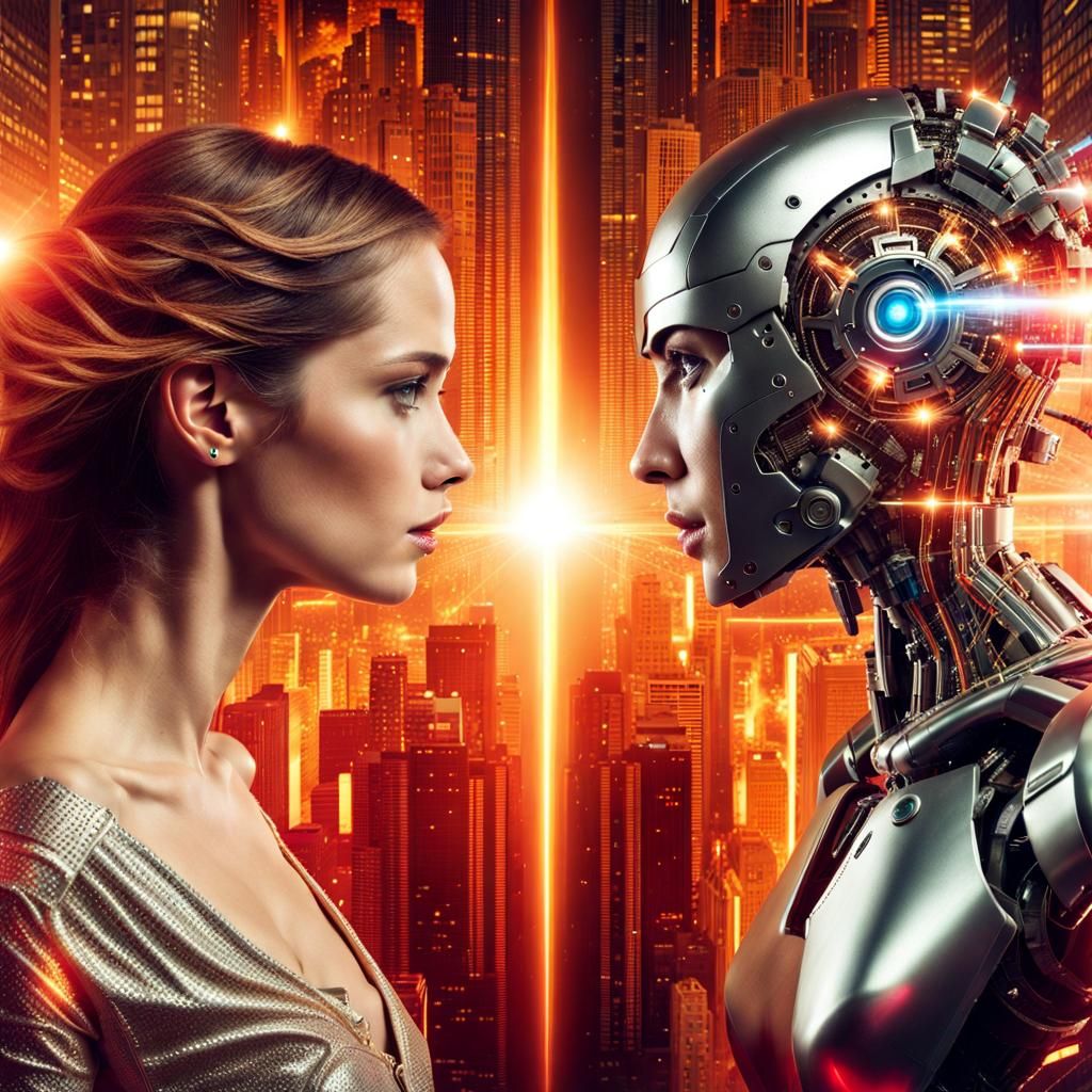 Intense Stare-Down: Woman Versus Cybernetic Cyborg