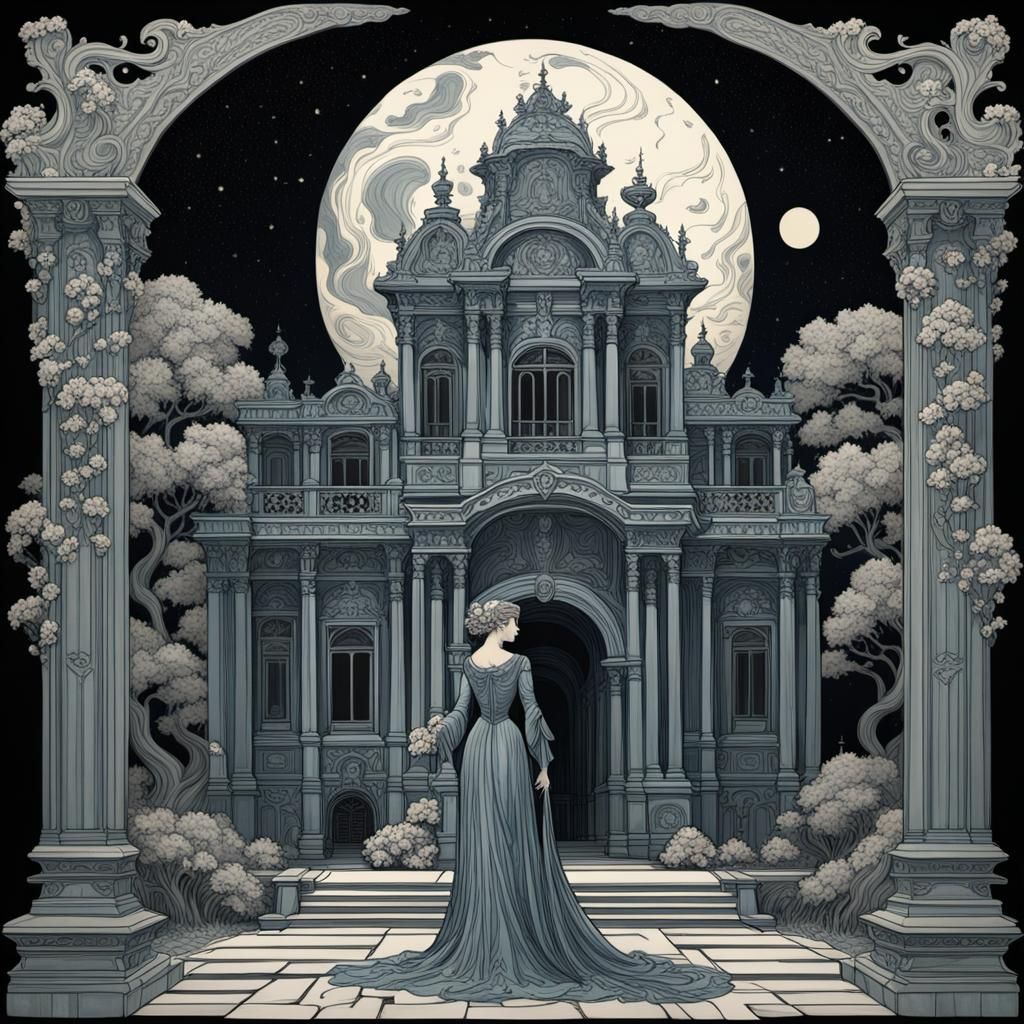 Hades and Persephone in Art Nouveau Rococo Style