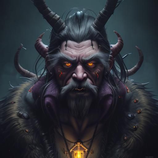 Dark Krampus in Spooky Christmas Scene