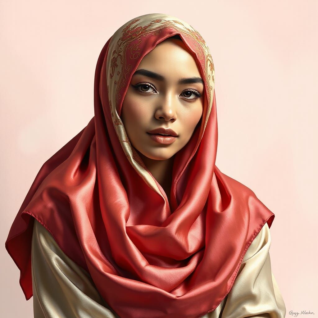 Luxurious Muslim Woman in Springtime Elegance