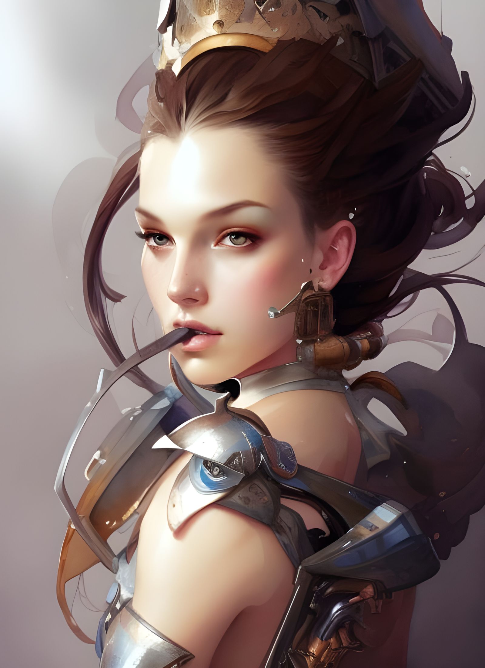 Cute Knight Rabbit Portrait in Watercolor Style