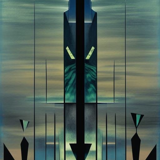 Abstract Totem in Oxidized Silvered Glass