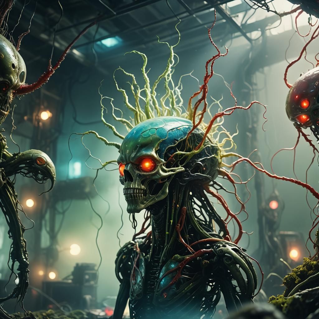 Biomechanical Dark Fantasy in Surrealist Style