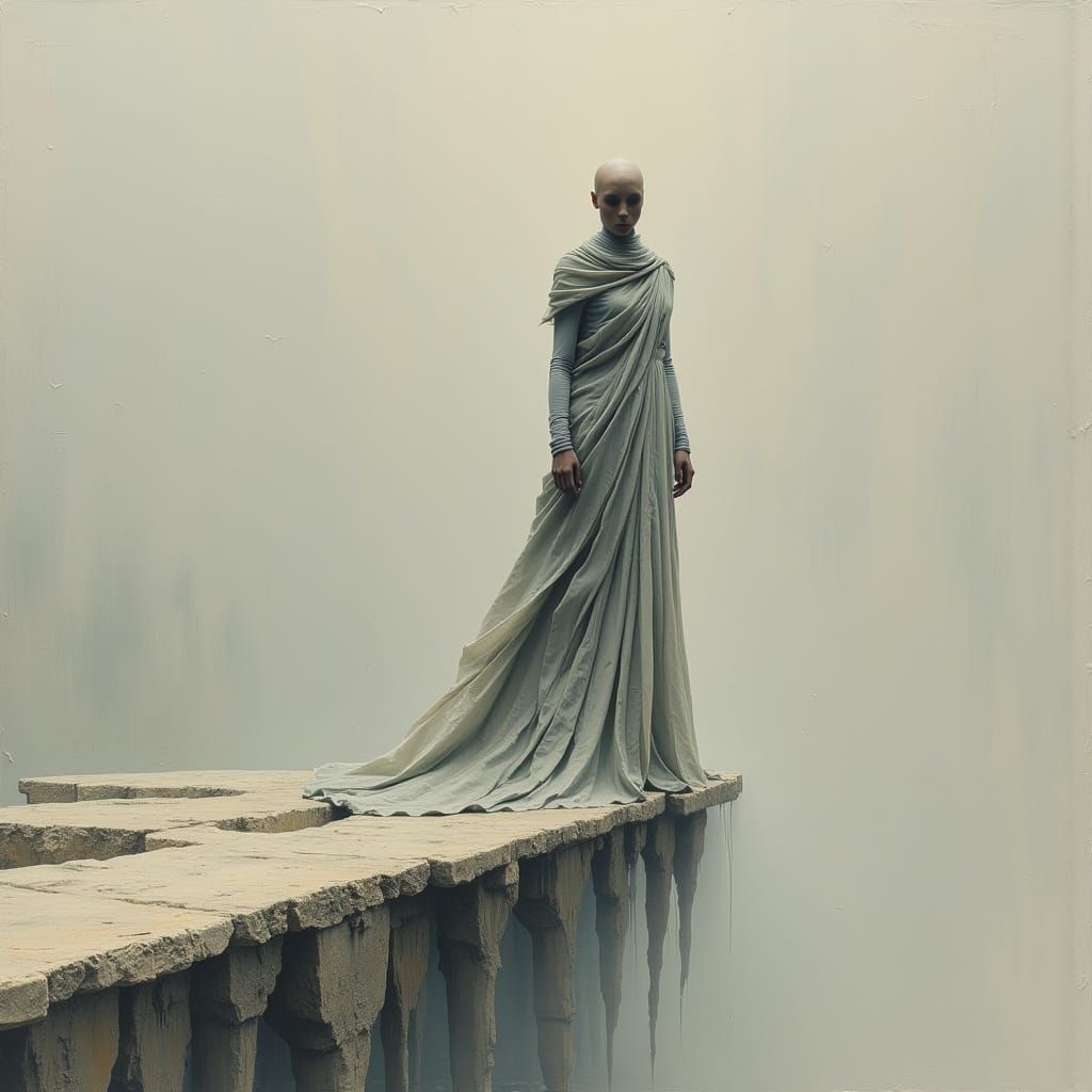 Ethereal Woman in Dreamlike Landscape