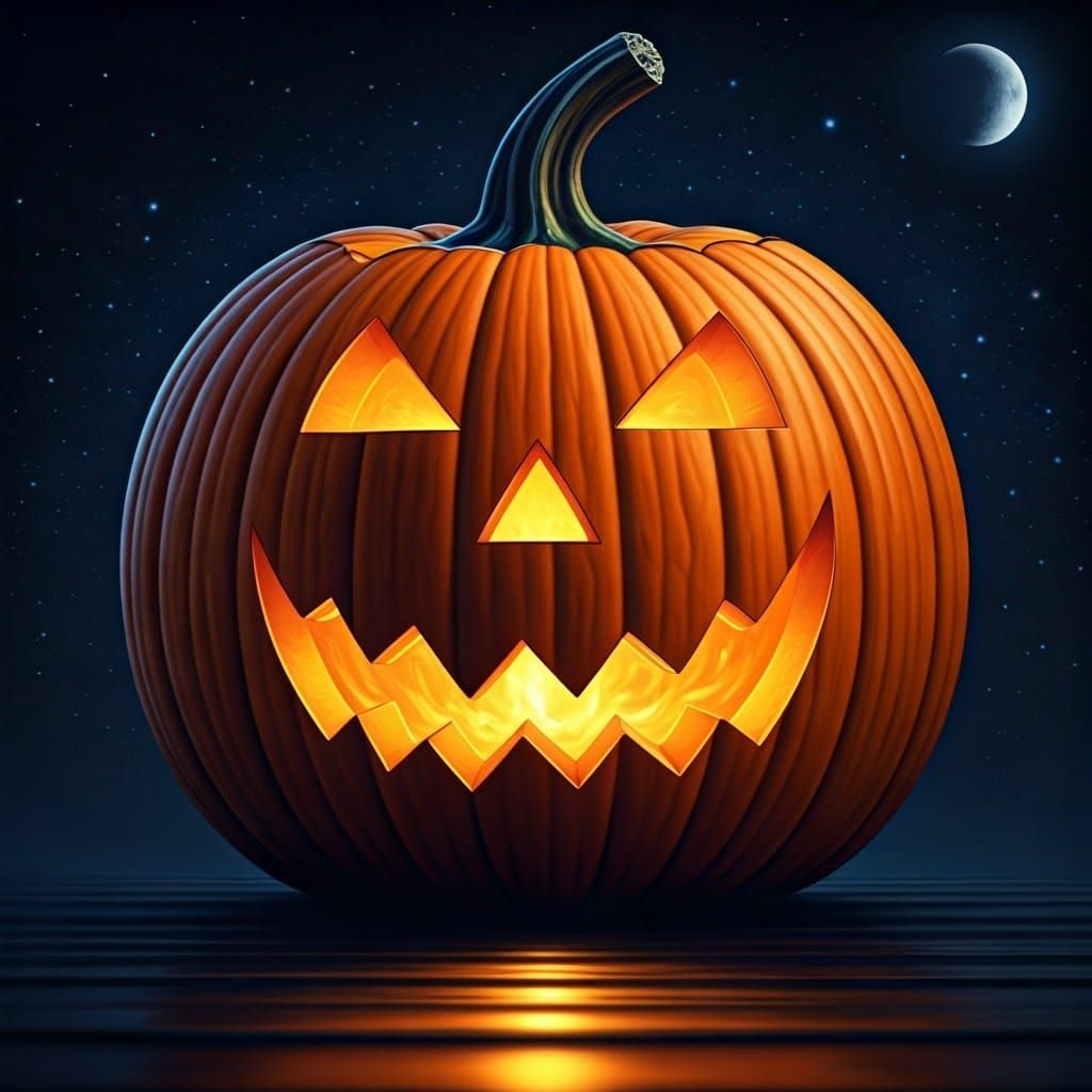 Cosmic Jack-o-Lantern in Surrealist Style
