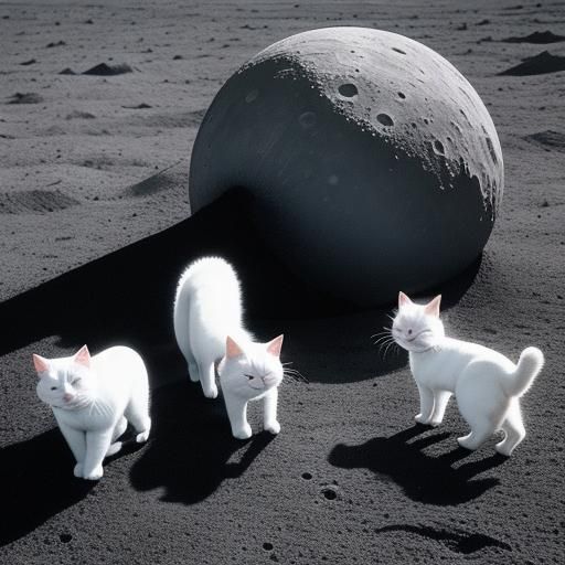 White Cats on the Moon in Ansel Adams Style
