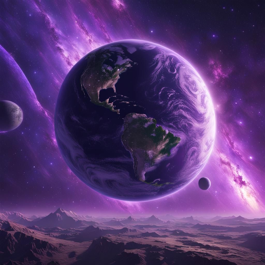 Earth from Space with Shooting Stars in Sci-Fi Style