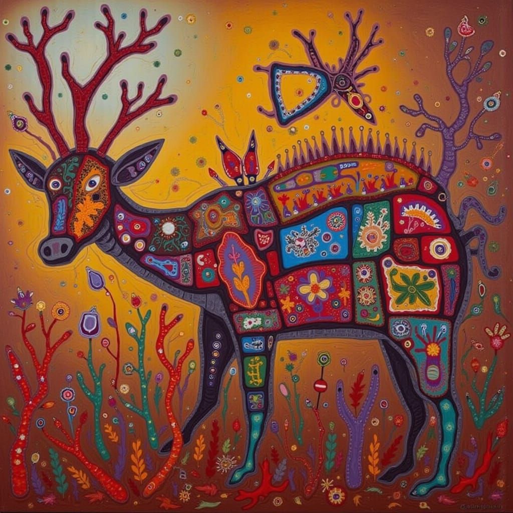 Colorful Origami Stag Illustration