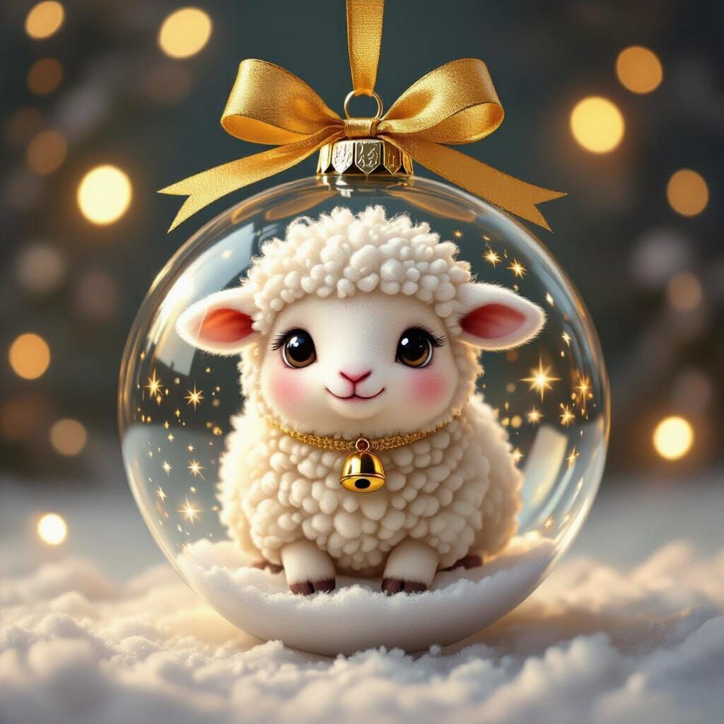 Festive Sheep in Ornament: Digital Painting