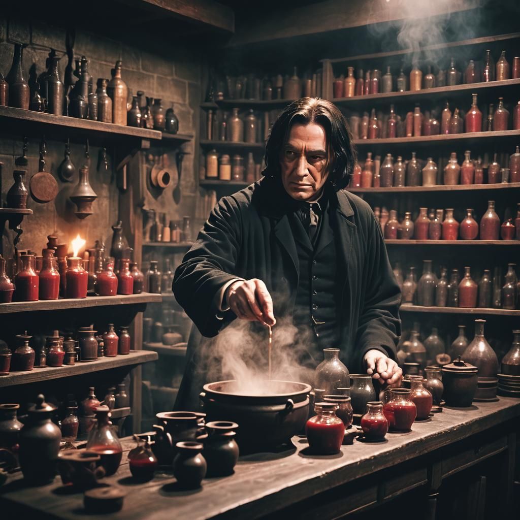 Professor Snape Teaches Potions in Dark Academia Style
