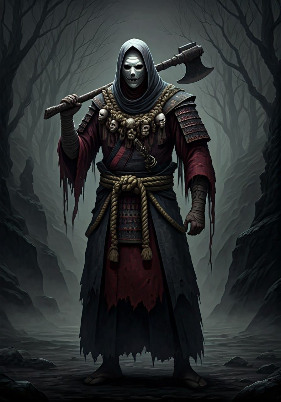 Imposing Hitokiri Executioner in a Desolate Landscape