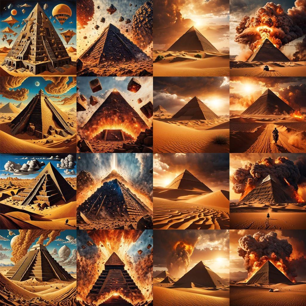 Pyramid in a Fiery Explosion
