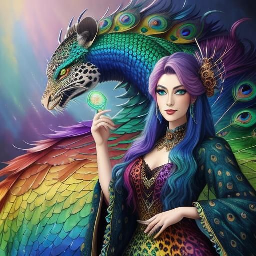 Ethereal Woman with Dragon Scales in Fantasy Style