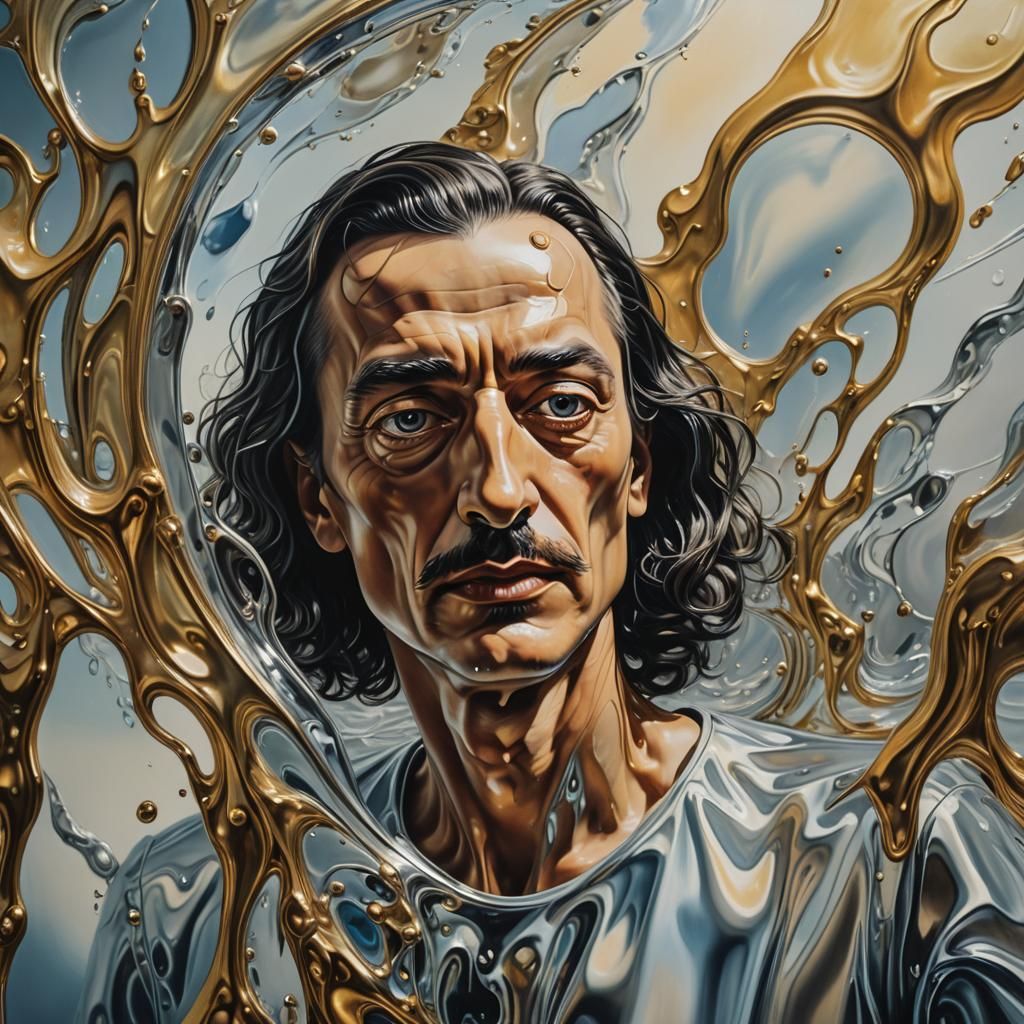 Mystical Mirror Reflecting Shifting Faces: Surreal Oil Paint...