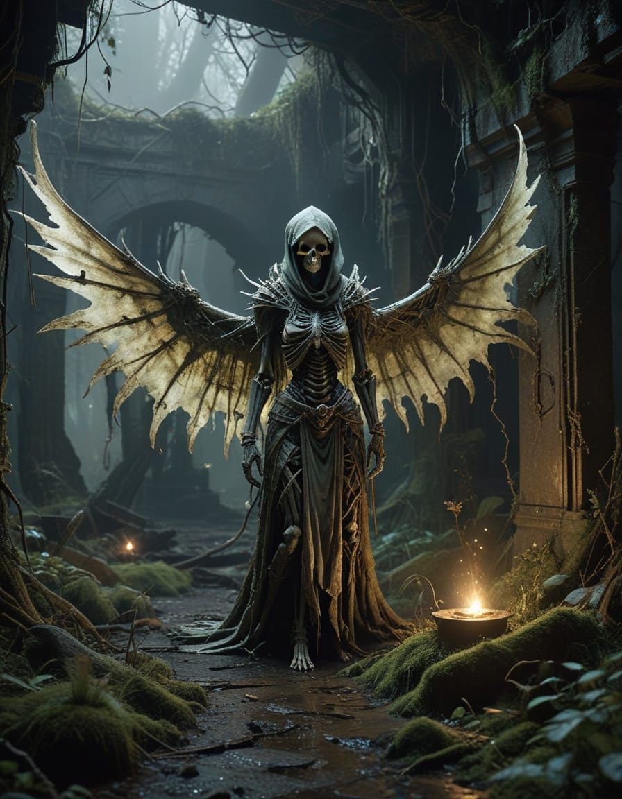 Ancient Skeleton and Elf Maidens Admire Golden Stargates in ...