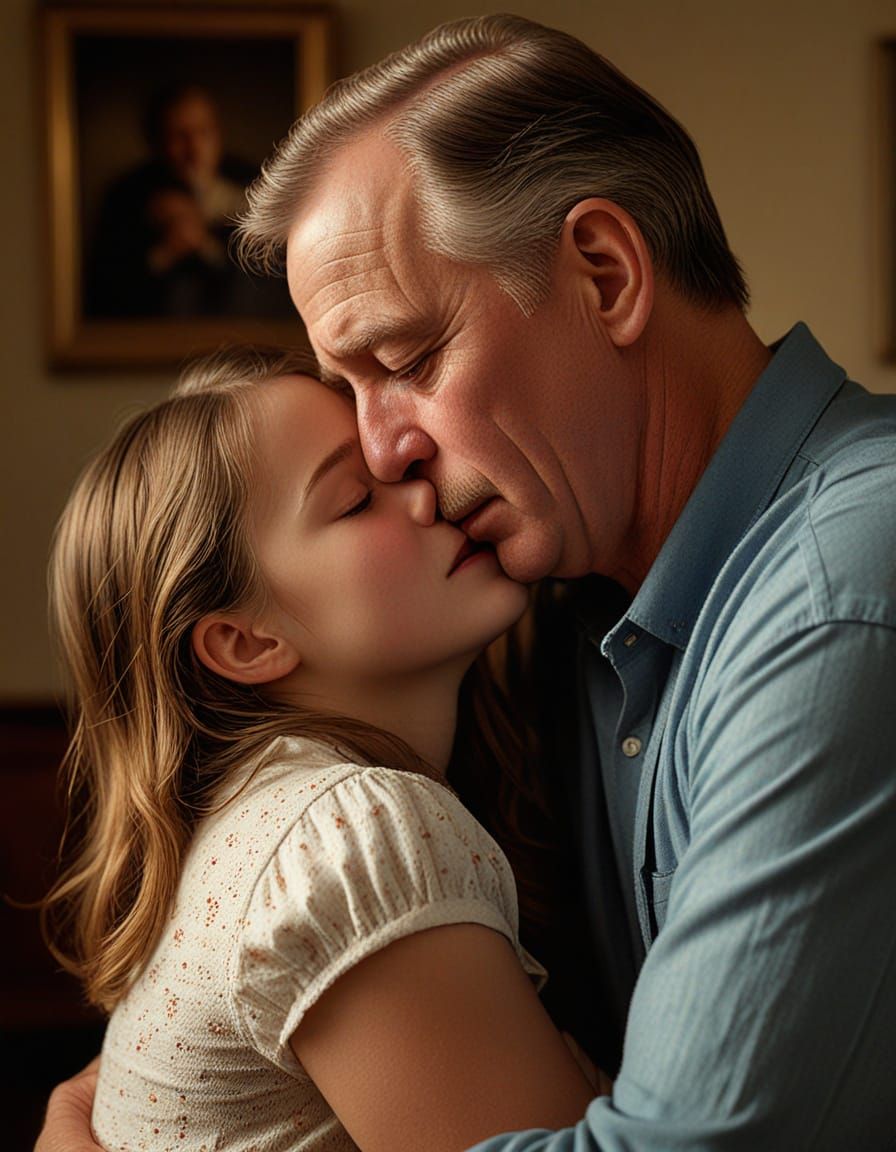 Fatherly Comfort in a Cozy Golden Hour Scene