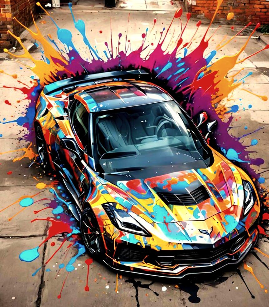 Chevrolet Corvette in Graffiti Splash Art Style