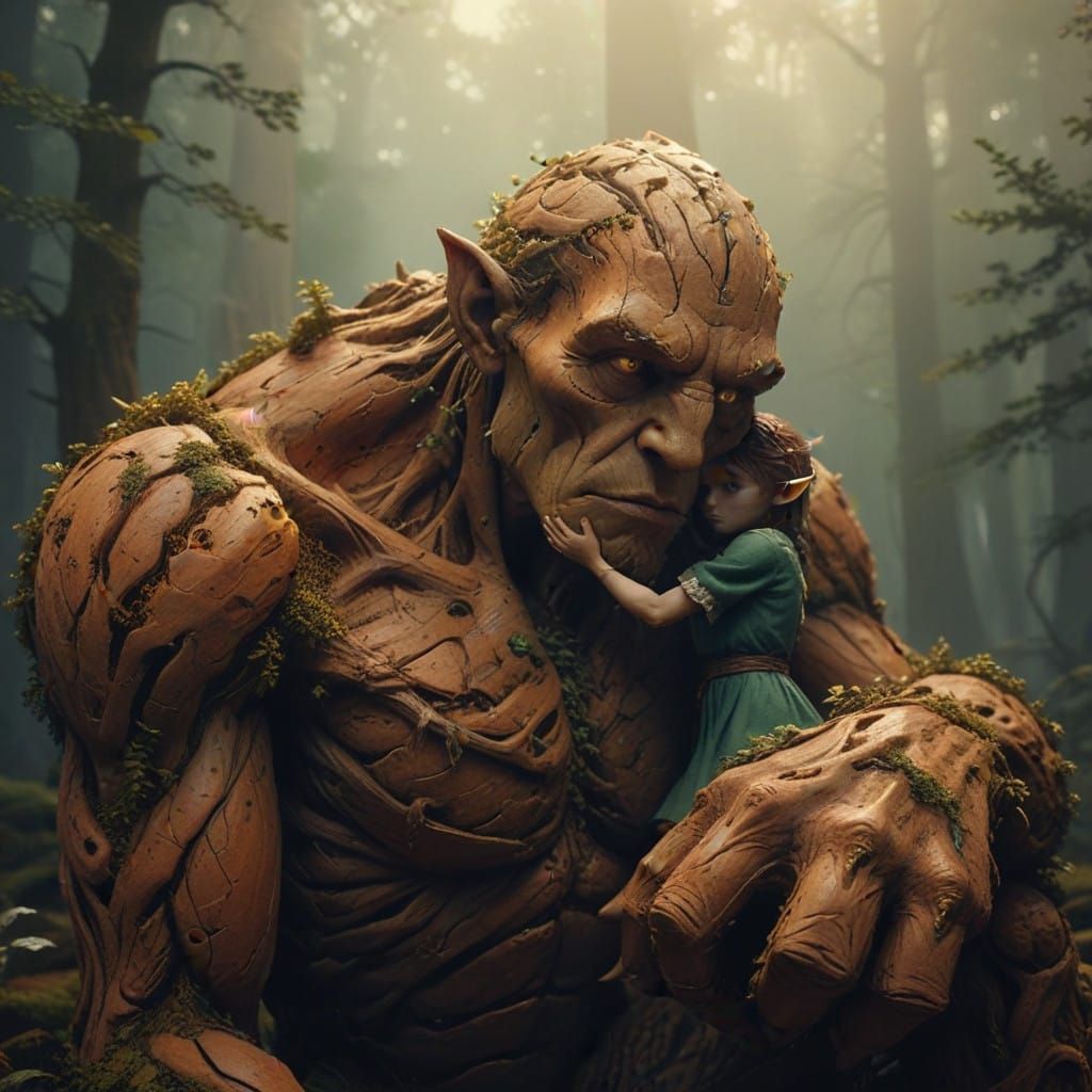 Sorrowful Clay Golem Finds Solace in the Hands of a Gentle E...